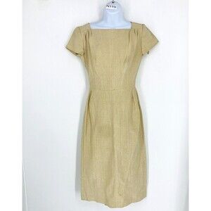 Vintage Mr. Blackwell Style Sparkle Cream Natural Silk Pencil Sheath Dress 4?